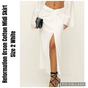 Reformation Orson Cotton Midi Skirt Size 2